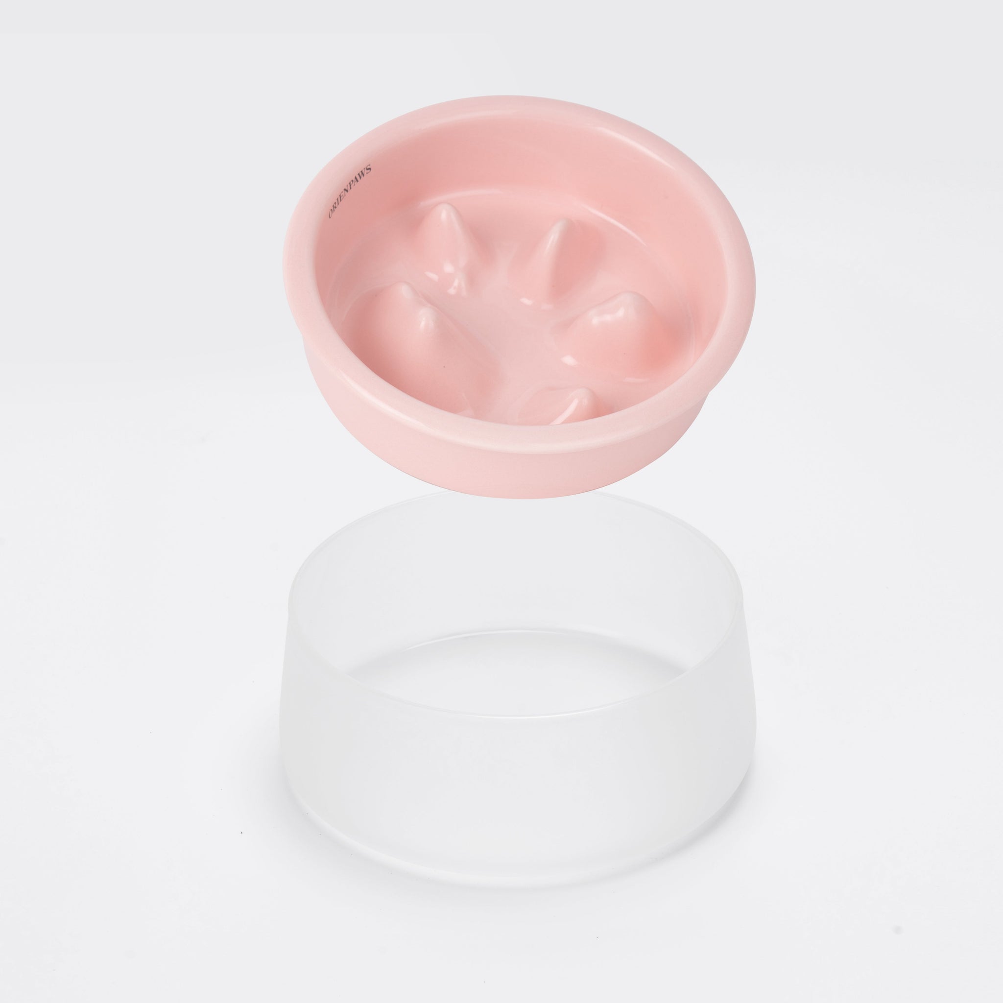 Slow Feeder Pet Bowls-High-Grade Porcelain and Glass Bowl Set - Pink