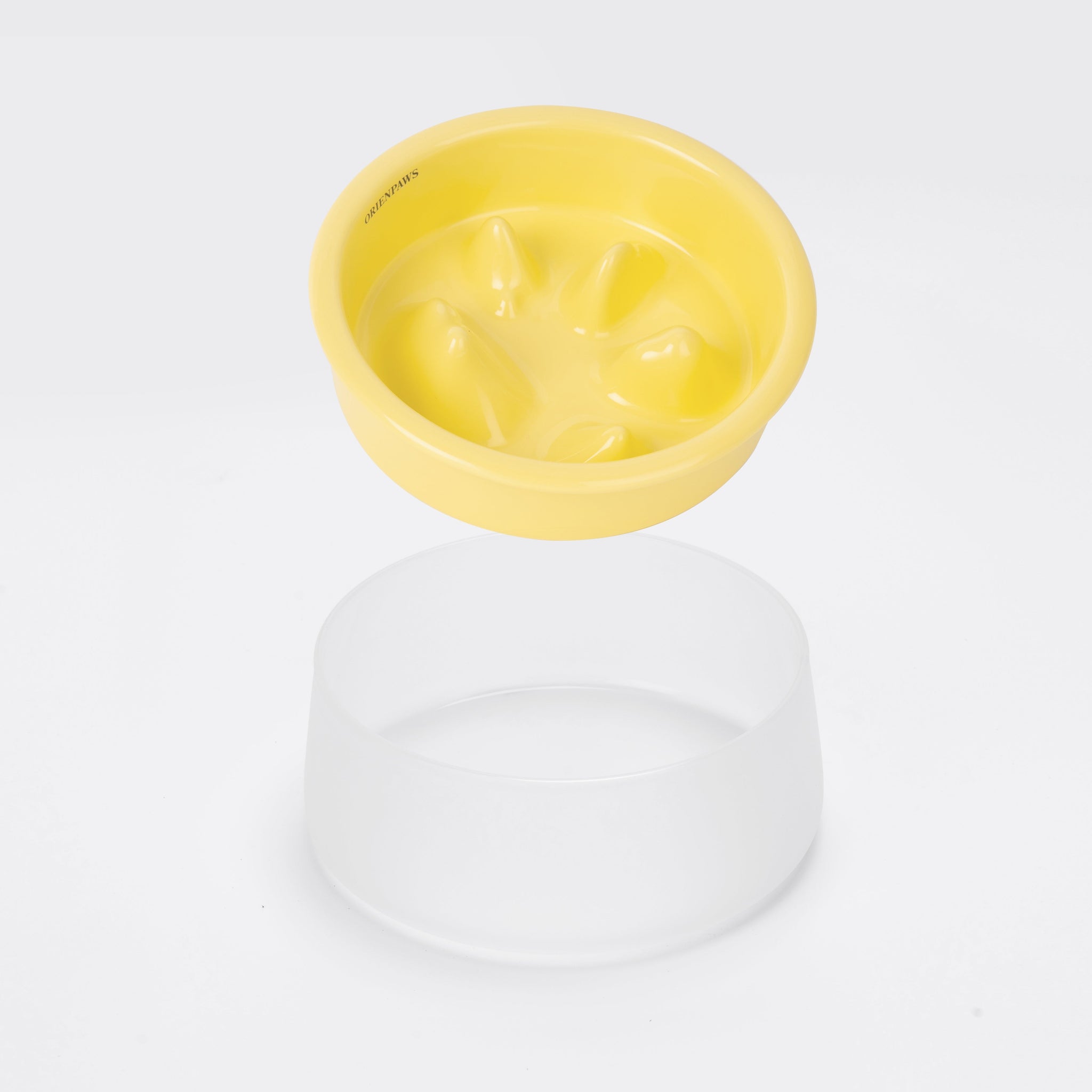 Slow Feeder Pet Bowls-High-Grade Porcelain and Glass Bowl Set - Yellow