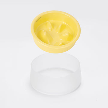 Slow Feeder Pet Bowls-High-Grade Porcelain and Glass Bowl Set - Yellow