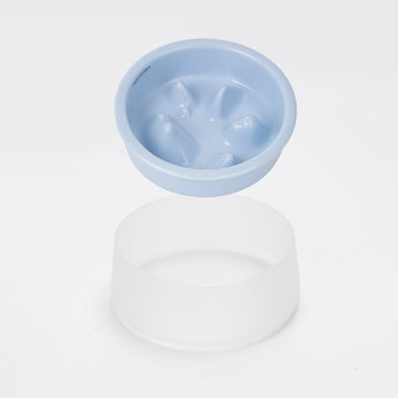 Slow Feeder Pet Bowls-High-Grade Porcelain and Glass Bowl Set - Blue